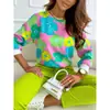 2023 Nueva Camisa Pulóver Redonda Estampada de Seis Colores Personalizada de Venta Caliente para Mujer Estación Independiente de Ebay Transfronteriza