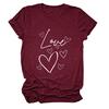 Amazon eBay camiseta casual de gola redonda com manga curta estampa de coração amor amor moda europeia e americana versátil para usar por baixo