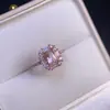 Anillo de Morganita Natural, Transparente y Único en Color, Chapado en Plata S925 con Oro Blanco, Piedra Principal 5*7mm