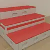 Palco Móvel Dobrável de Três Camadas de Madeira Maciça e Plástico PE com Degraus de Coro, Mesa de Maestro de Coro com Gaveta Deslizante e Flip