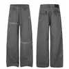 G60124 Pantalones de trabajo casuales estilo retro americano, lavados y desgastados, unisex, corte holgado