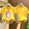 Camiseta de manga larga a rayas de algodón puro para niñas, colección primavera/otoño 2026, estilo nuevo, diseño de caricatura lindo, capa base versátil y a la moda
