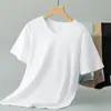 Camiseta de Seda de Hielo Modal para Hombre de Manga Corta Verano Cuello en V Antibacteriana y Antiácaros Camiseta Base Fresca de Secado Rápido Media Manga