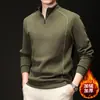 Sudadera Cálida de Forro Polar para Invierno con Media Cremallera, Versátil Cuello Alto para Hombre con Costuras Decorativas, Top Casual de Moda Estilo Deportivo