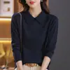 2026 Ropa para Madres Color Sólido Cuello Peter Pan Suéter de Punto para Mujer Otoño Invierno Nuevo Estilo Suéter de Cuello Redondo Holgado Capa Base