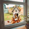 Variedad de Ardilla Creativa Hoja de Arce Hoja de Ginkgo Manzana Calabaza Pegatinas para Ventana Tienda Hogar Decoración de Fondo Pegatinas Electrostáticas para Vidrio
