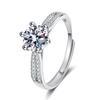 Anel de moissanite de simulação ao vivo vermelho de mão rápida transfronteiriça net 1 quilate seis garras anel de casamento fábrica atacado