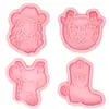 Formas de Biscoito Série Cowboy, Tipo Pressionar 3D Realista, Formatos de Bota e Chapéu, Ferramentas de Confeitaria DIY