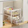 Estante de almacenamiento de cocina extraíble para gabinete debajo del fregadero, canasta de cajón ultraprofunda para especias, estante de almacenamiento en capas para lavabo