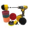 Cepillo de limpieza para taladro eléctrico amarillo, juego de 16 piezas que contiene estropajo, limpieza de belleza para automóviles, eliminación de manchas, cabezal de cepillo para taladro eléctrico, manchas