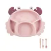 Juego creativo de 6 piezas para niños Plato de rejilla Tazón Taza Cuchara Tenedor Palillos Plato de almuerzo para jardín de infantes