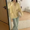 Cardigan de Tricô Solto Novo Estilo Coreano Outono e Inverno para Mulheres, Versátil Solto Plus Size Preguiçoso Casaco Suéter Falso de Visão de Minka Top