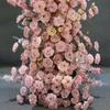 Simulación de boda, fila de flores, vaca, esquina, arco, arte floral, arreglo de ventana rosa, tira de flores, decoración de rosas para boda al aire libre