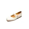 Zapatos Mary Jane para mujer estilo princesa con cabeza cuadrada, flor, nuevo, dulce, cuero charol de oveja, tacón bajo grueso, zapatos nariz de cerdo