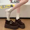Nuevos Zapatos de Mujer Primavera y Verano 2026, Zapatos Birkenstock de Cuero Genuino, Zapatos con Suela Gruesa para Aumentar la Altura para Mujeres Bajitas, Mocasines, Zapatos de Vestir