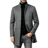 Gabardina acolchada gruesa de invierno para hombre de Amazon transfronterizo, corte slim estilo coreano, cuello alto, abrigo de lana de longitud media