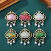 Nuevo Colgante de Brocado Song Estilo Chino con Bordado de Doble Cara de Nubes Propicias y Perla, Accesorio de Colgante de Brocado Song Estilo Antiguo