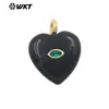 Wt-P2042 Joyería de Piedras Preciosas con Forma de Corazón Tridimensional, Obsidiana, Lapislázuli y Circonita Incrustada - Pendientes, Collar, Colgante