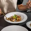 Prato de Sopa de Cerâmica Estilo Nórdico Estilo Ocidental, Prato Chapéu de Palha para Hotel Clube, Prato de Salada, Louça Simples e Estilosa, Prato para Pratos Especiais