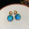 Brincos Irregulares em Forma de Leque Plissados Geométricos Azul Agulha de Prata Leve Luxo Brincos de Alta Qualidade Moda de Nicho Atacado