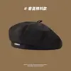 Boina para Mujer, Estilo Japonés, Sombrero de Lana que Hace que la Cara Parezca Más Pequeña, Sombrero de Invierno de Gama Alta para Mujer, Circunferencia de Cabeza Grande, Sombrero Octogonal Coreano, Lujo Ligero