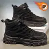 Zapatos de Invierno para Hombre Botas de Caña Alta Forradas de Lana Estilo Retro Británico para Hombre Aumentadores de Altura Engrosados Cálidos Zapatos de Algodón Botines Zapatos de Trabajo