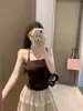 Estilo puramente seductor, top tipo camisola de cuello halter retorcido, dos piezas falsas para mujer, diseño de verano con un top tipo tubo que ciñe la cintura, de longitud corta, para usar por fuera