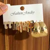Brincos Femininos Europeus e Americanos Transfronteiriços Novo Estilo Incrustados com Pérolas, Conjunto Criativo de Brincos Dourados Retro Franceses, Conjunto de 5 Peças