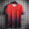 Camiseta de Seda de Gelo Masculina Verão Nova Marca Tendência Ins Verão com Capuz Manga Curta Proteção Solar Solta Tops de Estudante 1/2 Peças