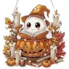 Decoración de Halloween Popular Transfronteriza Linterna de Calabaza Guirnalda de Esqueleto Colgante de Disco Acrílico Decoración de Ventana Decoración de Letrero de Porche