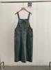 Omalai Retro Estilo Preppy Vestido Recto Suelto Slim de Largo Medio Denim Simple Falda de Tirantes 2193