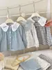 8001 Conjunto de Pijama para Niñas Ropa de Casa 2026 Nuevo Otoño Temprano Algodón Puro Bordado Cuello de Muñeca Manga Larga