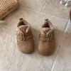Sapatos Birkenstock Casuais de Camurça com Fivela Estilo Coreano para Meninas Novos de Inverno com Sola Macia Sapatos Quentes de Lã de Cordeiro e Algodão para Meninos