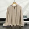 Nuevo Producto de Invierno: Suéter de punto casual holgado para hombre con media cremallera y capucha, color liso, sudadera juvenil, disponible al por mayor