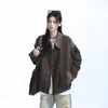 Chaqueta de Retazos Vintage de Fábrica Original para Hombre, Nueva Tendencia Primavera/Otoño Marca Suelta Casual Bloques de Color Cuello Solapa Chaqueta de Trabajo