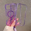Em Estoque, Novo Produto de Comércio Exterior Adequado para Apple iPhone 16Pm, Capa de Celular Transparente Anti-Queda Magnética com Alça de Pulso