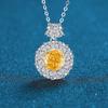 High-end moda leve luxo S925 prata esterlina flor de gelo corte água-marinha rosa amarelo vermelho colar de diamante de alto carbono das mulheres