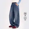 Calças Jeans para Meninas Outono 2026 Novo Estilo Calças Largas Curvas Infantis Roupa de Outono para Meninas Mais Velhas Calças Casuais de Corte Reto