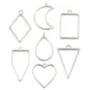 16 Estilos de Accesorios para Joyería DIY de Aleación Plateada Brillante, Colgantes de Corazón con Forma de Luna, Encantadores Marcos Huecos de Resina