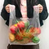 Saco de frutas saco plástico vermelho atacado saco de conveniência transparente grosso supermercado saco de embalagem para viagem saco de colete portátil