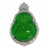 Plata de Ley S925 Nuevo Natural Calcedonia Alta Hielo Buda Colgante Estilo Chino Maitreya Buda Adorno Colgante Verde