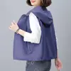 Chaleco de Protección Solar de Verano Corto para Mujer, Delgado, Transpirable, Casual, Holgado, con Capucha, Chaleco para Mamá de Mediana Edad, Chaleco de Talla Grande