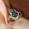 Anillo de Plata de Ley S925 Yinyun Calabaza Jaspe Rojo del Sur Natural Cera de Abeja Anillo Retro Vieja Tendencia Nacional Fortuna y Bendición
