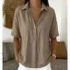 Top de estilo nuevo transfronterizo de AliExpress, camisa con cuello y botones, corte holgado, estilo europeo y americano, top casual de manga corta para verano
