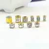 Accesorios de Joyería Hechos a Mano con Cuentas DIY Plata Dorada de Tíbet Color Doble Cuentas de Cubo con Agujero Grande Cuentas Separadoras Cuentas de Buda Accesorios para Rastas Africanas