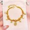 Pulsera de Mariposa Dorada Perla Hielo Triturado, Pulsera de Calabaza Corazón Perla de la Suerte, Trébol de Cuatro Hojas Oro Arena, Venta Directa del Fabricante
