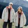 Ropa Acolchada de Algodón Falsa de Dos Piezas para Hombre Chaqueta Acolchada de Algodón Espeso Relleno de Plumón Costura Chaqueta Acolchada con Capucha para Pareja Marca de Moda Abrigo de Invierno