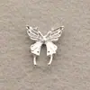 Acessórios de Unha em Liga de Cromo Borboleta Prata Mini Vazada Pequena Borboleta Strass Usável Decorações de Unha com Strass