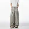 Calça masculina listrada vertical retrô estilo old money transfronteiriço, novo modelo de verão, respirável, com caimento, solta, calça casual de corte reto