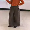 Pantalones casuales de Aimo Beibei para niñas, con textura lavada y desgastada, estilo callejero coreano, modernos y elegantes, con estampado de leopardo